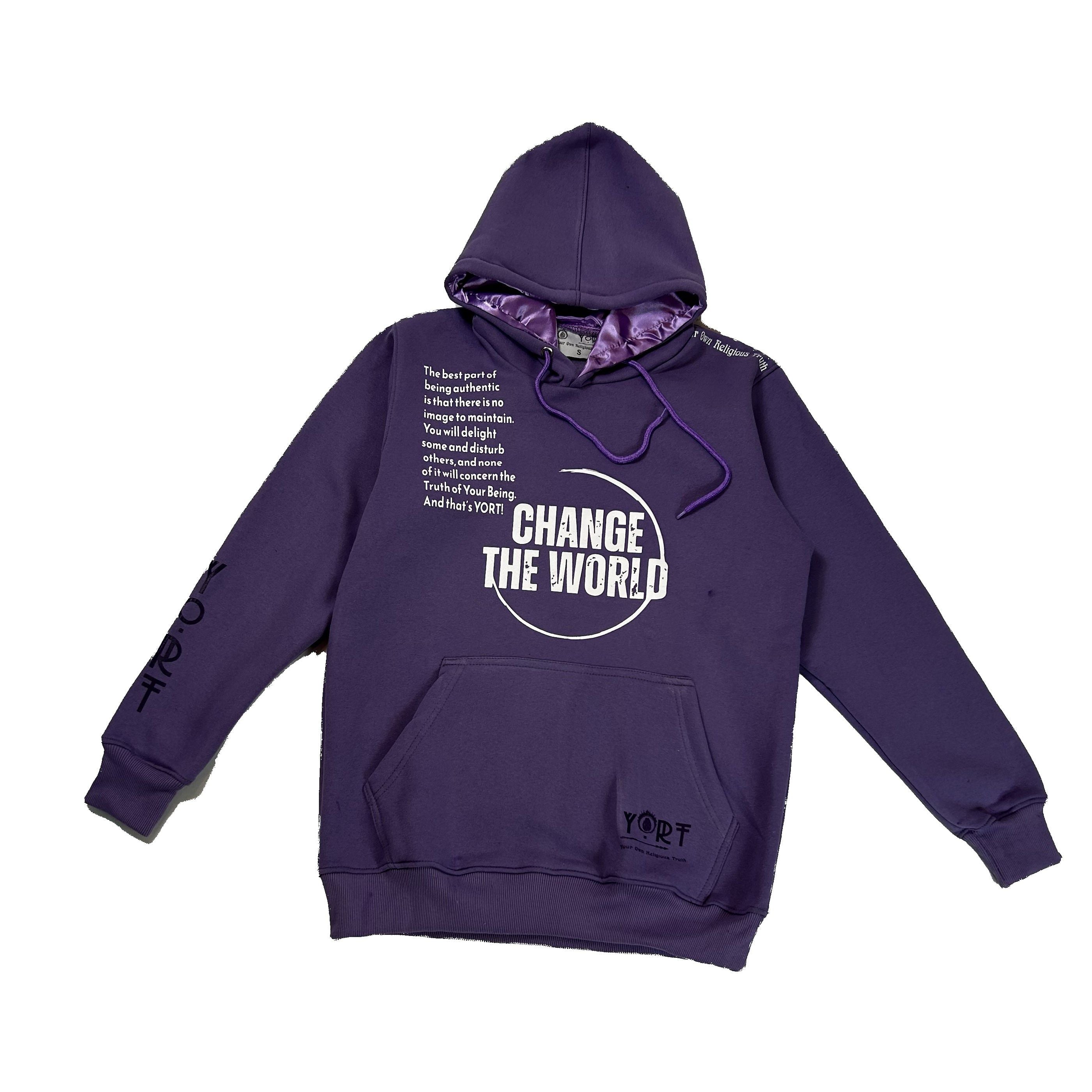 Purple On Purple YORT Change The World Hoodie