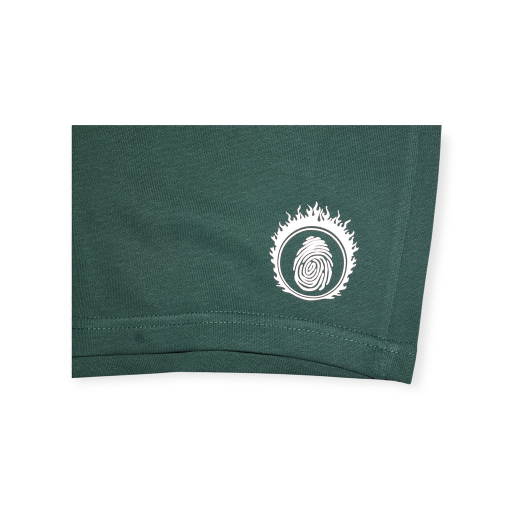 YORT Bayberry Green and reflective logo’d Supima Cotton shorts.